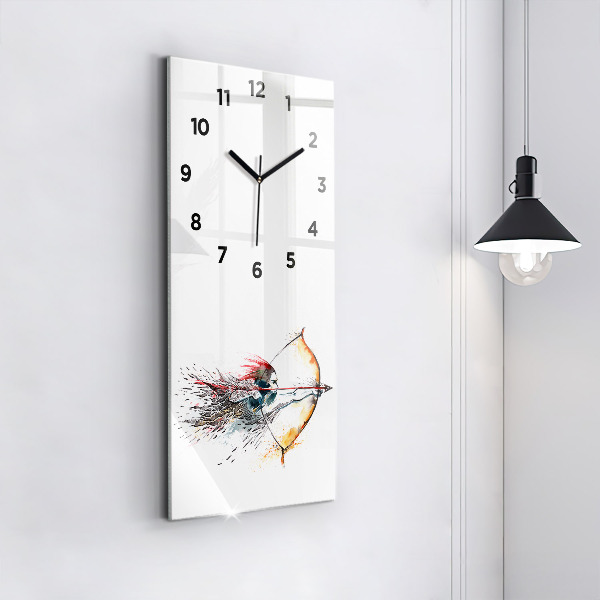 Horloge rectangulaire verticale Un guerrier en chasse