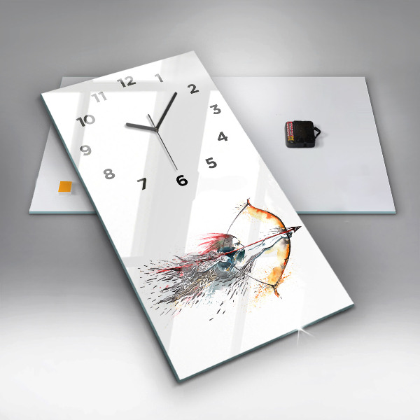 Horloge rectangulaire verticale Un guerrier en chasse