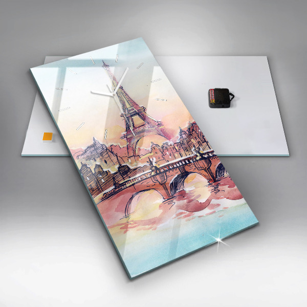 Horloge rectangulaire verticale Paysage peint de Paris