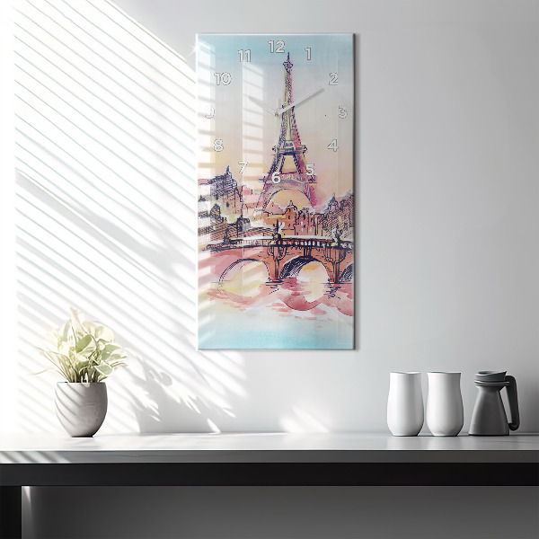 Horloge rectangulaire verticale Paysage peint de Paris