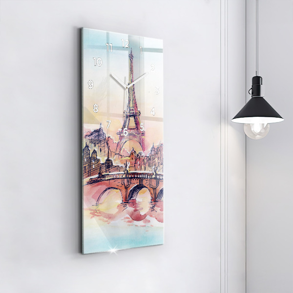 Horloge rectangulaire verticale Paysage peint de Paris