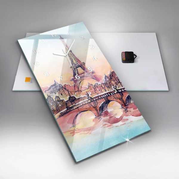 Horloge rectangulaire verticale Paysage peint de Paris
