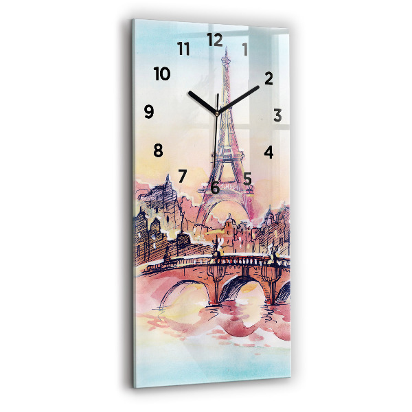 Horloge rectangulaire verticale Paysage peint de Paris