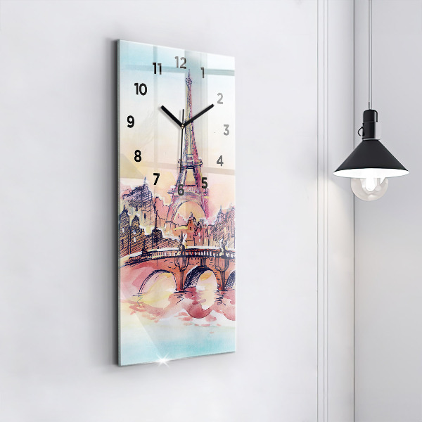 Horloge rectangulaire verticale Paysage peint de Paris