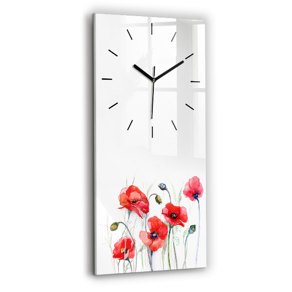 Horloge rectangulaire verticale Coquelicots rouges peints