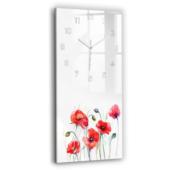 Horloge rectangulaire verticale Coquelicots rouges peints