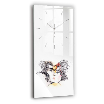 Horloge rectangulaire verticale 'Dessin de baiser d''amour'