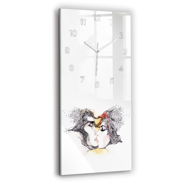 Horloge rectangulaire verticale 'Dessin de baiser d''amour'
