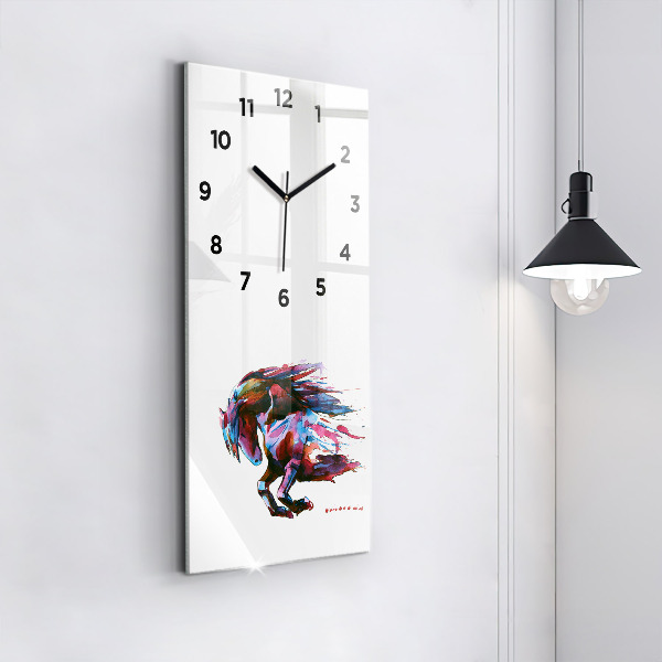 Horloge rectangulaire verticale Un cheval en fuite