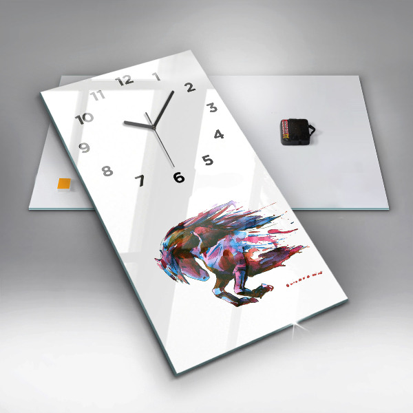 Horloge rectangulaire verticale Un cheval en fuite