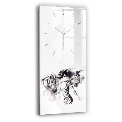 Horloge rectangulaire verticale Femme et zèbres