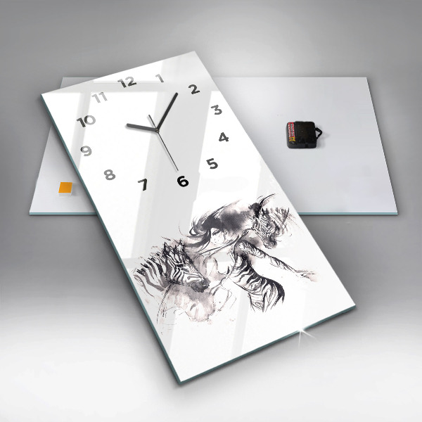 Horloge rectangulaire verticale Femme et zèbres