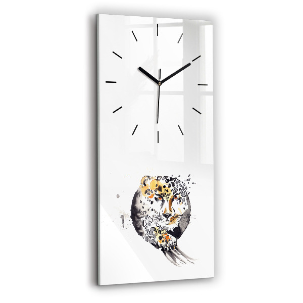 Horloge rectangulaire verticale Guépard dans un cercle abstrait