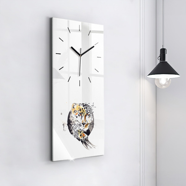 Horloge rectangulaire verticale Guépard dans un cercle abstrait