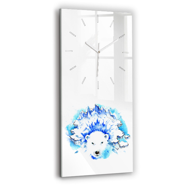Horloge rectangulaire verticale Ours sur fond de glace