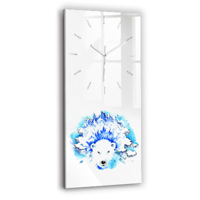 Horloge rectangulaire verticale Ours sur fond de glace