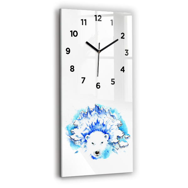Horloge rectangulaire verticale Ours sur fond de glace