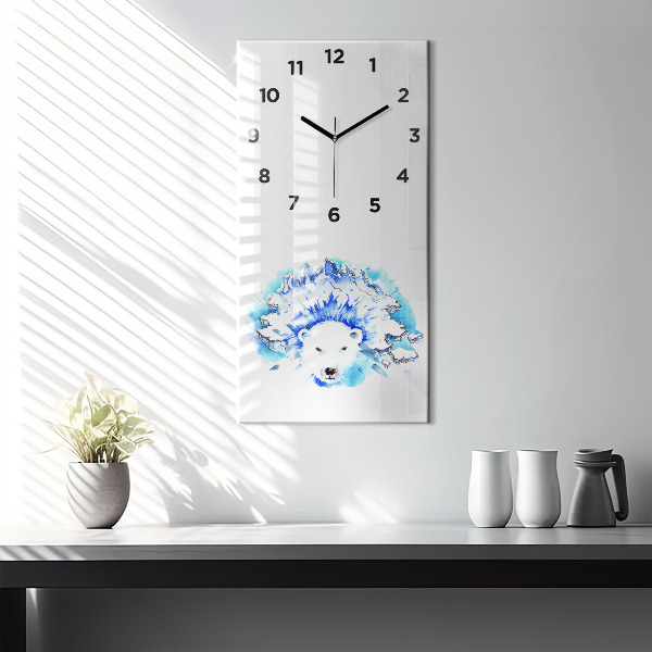 Horloge rectangulaire verticale Ours sur fond de glace