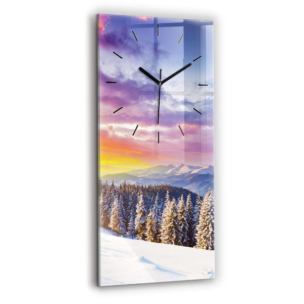 Horloge rectangulaire verticale 'Paysage de montagne d''hiver'