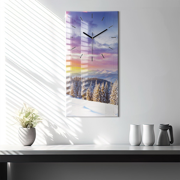 Horloge rectangulaire verticale 'Paysage de montagne d''hiver'