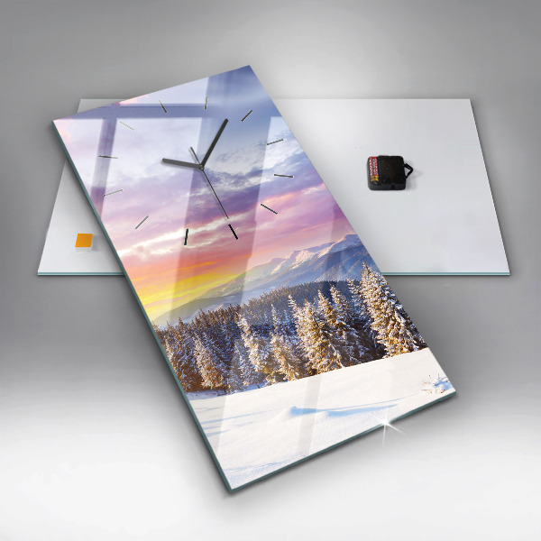 Horloge rectangulaire verticale 'Paysage de montagne d''hiver'