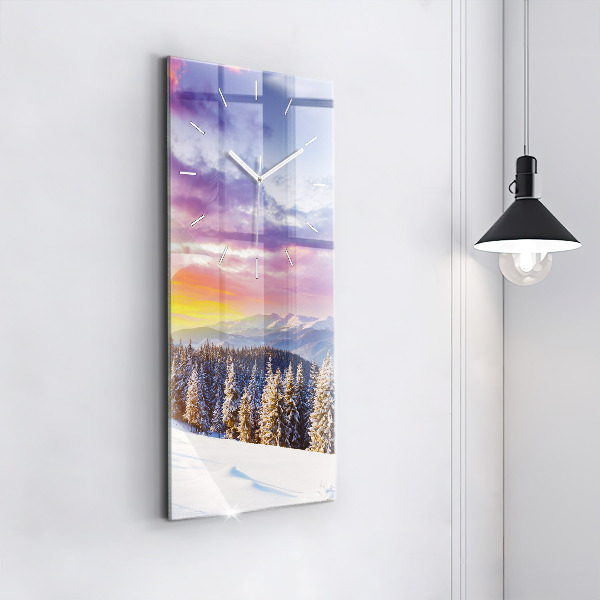 Horloge rectangulaire verticale 'Paysage de montagne d''hiver'