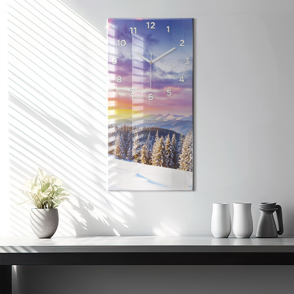 Horloge rectangulaire verticale 'Paysage de montagne d''hiver'