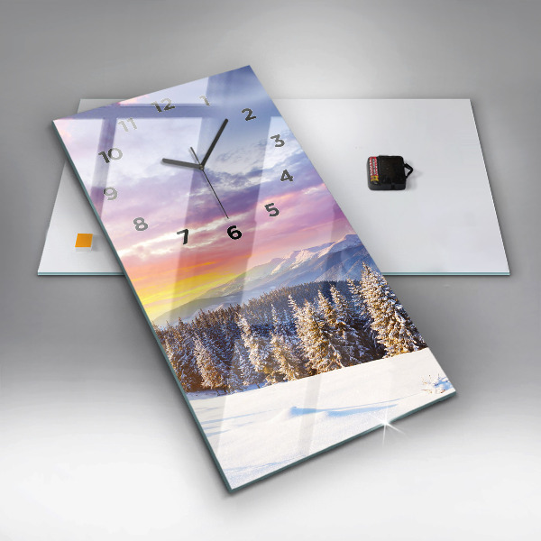 Horloge rectangulaire verticale 'Paysage de montagne d''hiver'