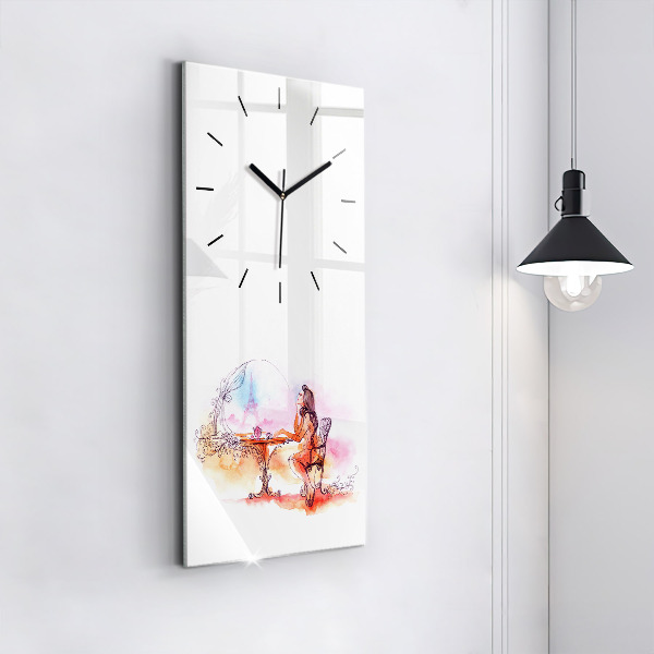 Horloge rectangulaire verticale Femme buvant du thé