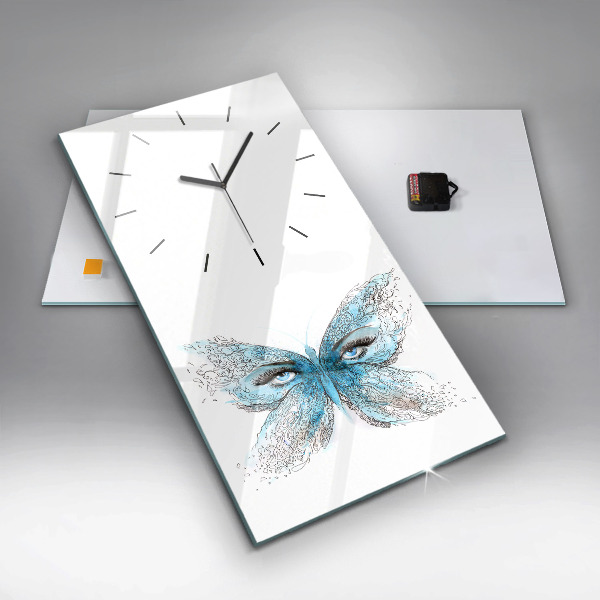 Horloge rectangulaire verticale Visage de papillon