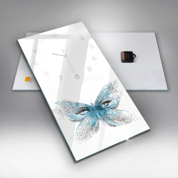 Horloge rectangulaire verticale Visage de papillon