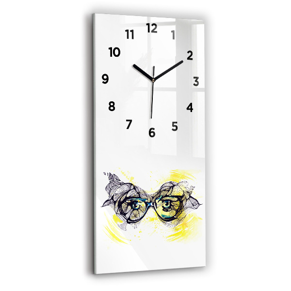 Horloge rectangulaire verticale Yeux avec des lunettes