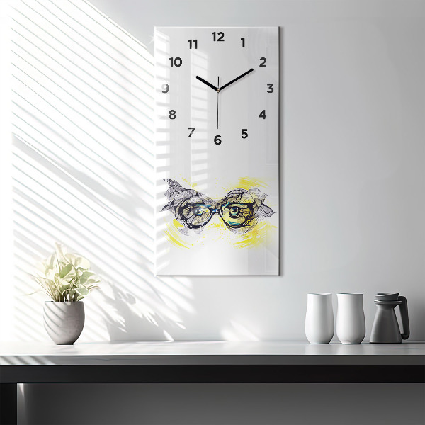 Horloge rectangulaire verticale Yeux avec des lunettes