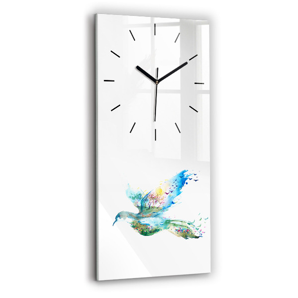 Horloge rectangulaire verticale 'Abstraction d''oiseau et de printemps'