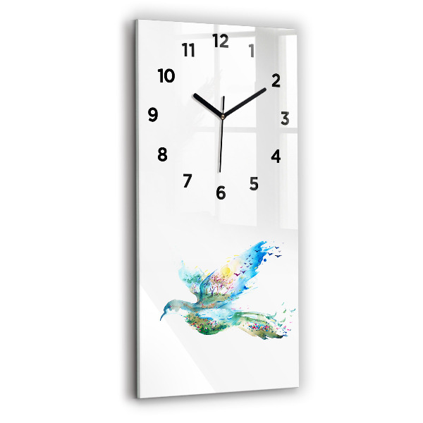 Horloge rectangulaire verticale 'Abstraction d''oiseau et de printemps'