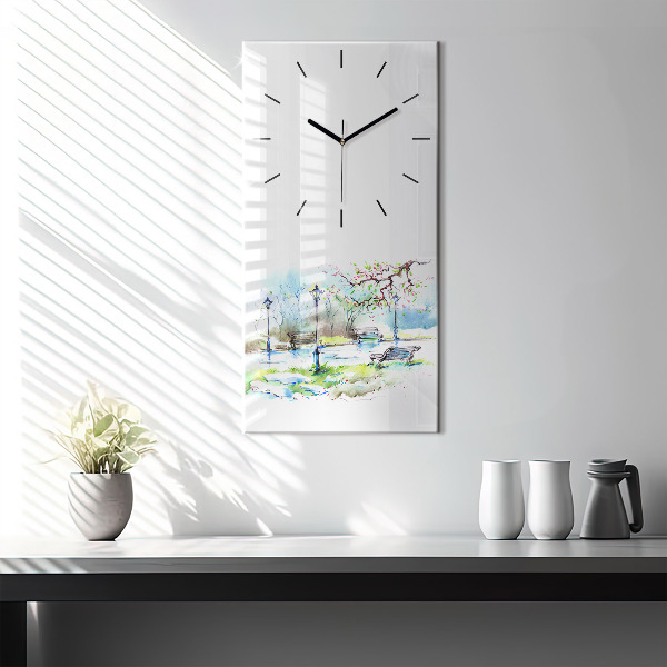 Horloge rectangulaire verticale Printemps pittoresque