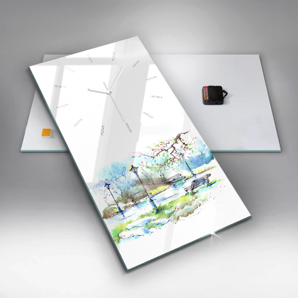 Horloge rectangulaire verticale Printemps pittoresque