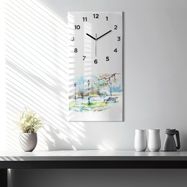 Horloge rectangulaire verticale Printemps pittoresque