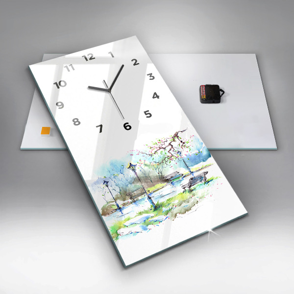 Horloge rectangulaire verticale Printemps pittoresque