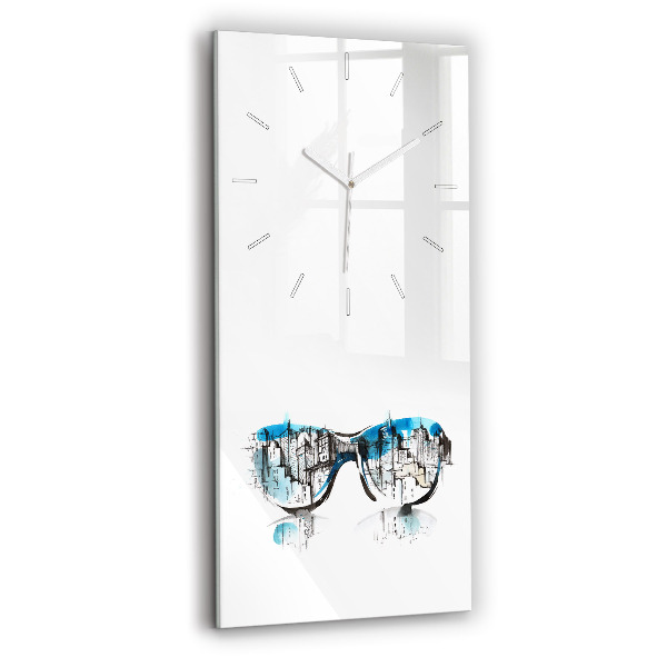Horloge rectangulaire verticale Ville à lunettes