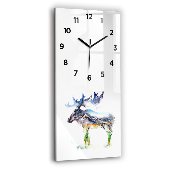 Horloge rectangulaire verticale 'Paysage d''élans et de montagnes'