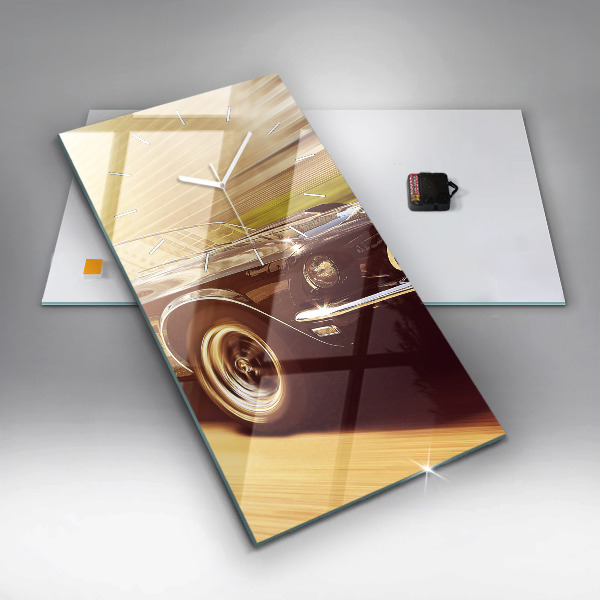 Horloge rectangulaire verticale Vieille voiture classique