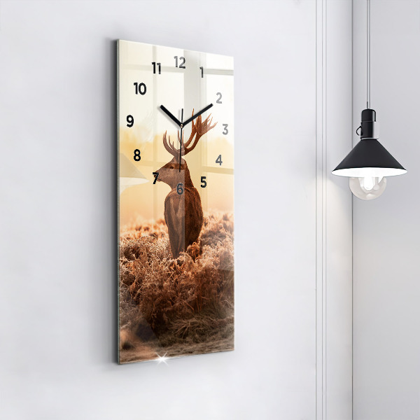 Horloge rectangulaire verticale Cerf au lever du soleil