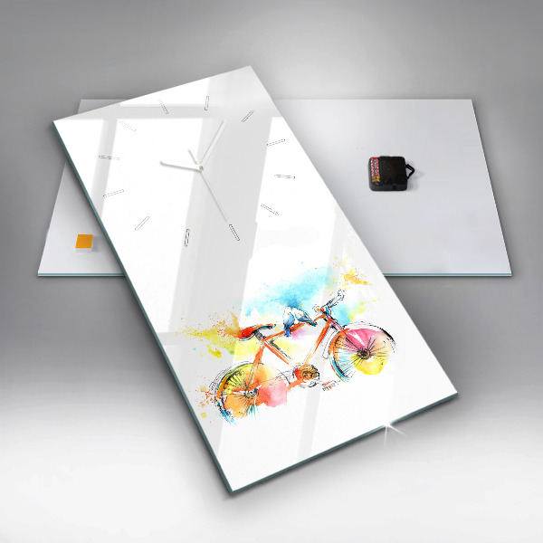Horloge rectangulaire verticale Vélo peint