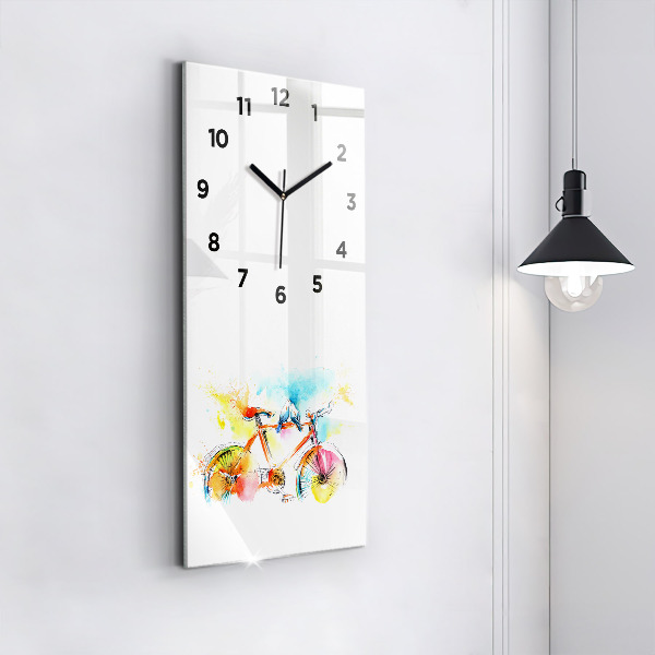 Horloge rectangulaire verticale Vélo peint