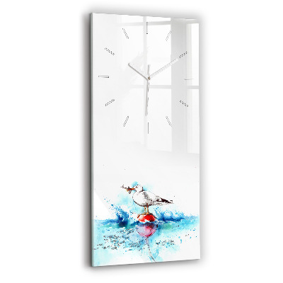 Horloge rectangulaire verticale Mouette peinte