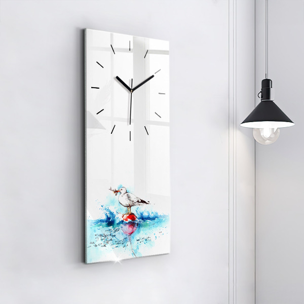 Horloge rectangulaire verticale Mouette peinte