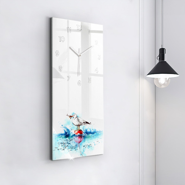 Horloge rectangulaire verticale Mouette peinte