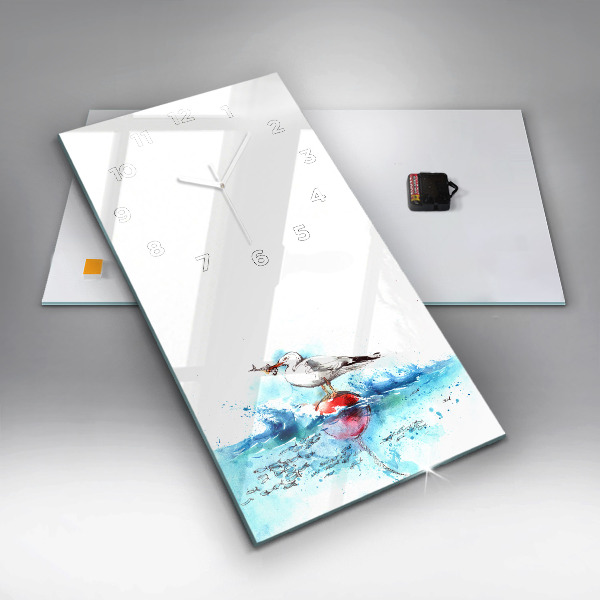 Horloge rectangulaire verticale Mouette peinte