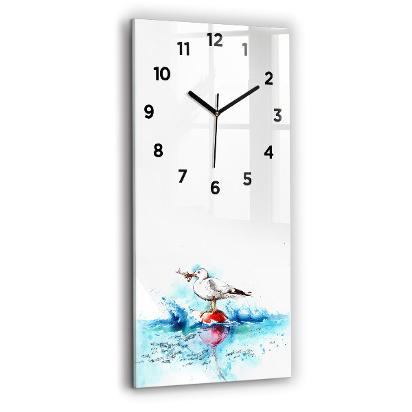 Horloge rectangulaire verticale Mouette peinte